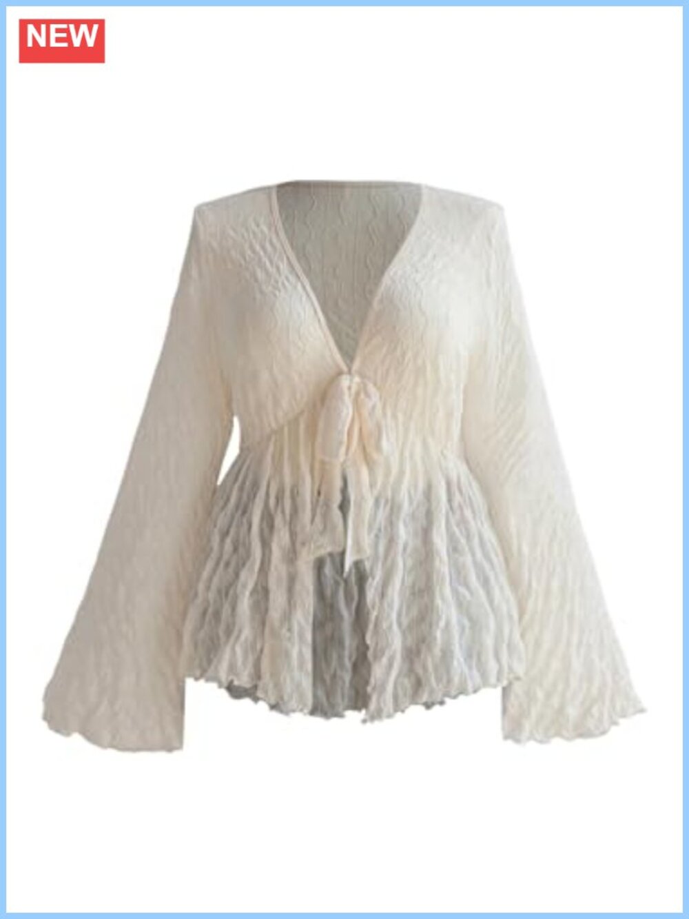 Plus Size Mesh Bell Sleeve Peplum Babydoll Top Blouse